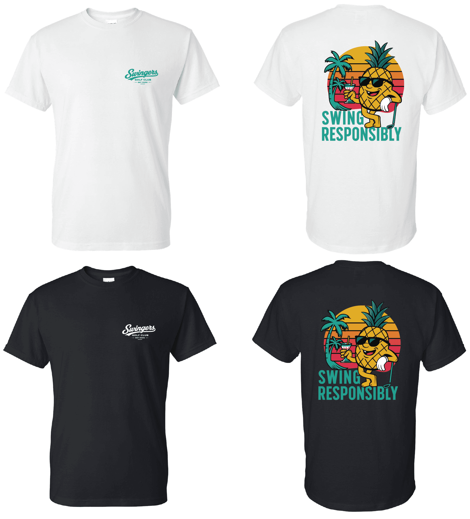 Swing Responsibly Tee - Black — Black — tees by Swingers Club — view 3